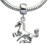 Silver horse & Unicorn charms GlitZ JewelZ ? - fits pandora & troll bracelets - hand polished and hand finished to fine jewellery standard - packed in a lovely velvet pouchette