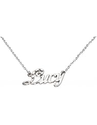 Name Necklaces Lucy - Personalized Necklace White Gold Plated 18K, Belcher Chain, 2mm Thick