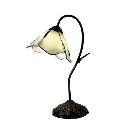 Single Amber Glass Table Lamp in Bronze