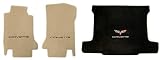 2007L-09 Ebony Corvette Coupe Floor and Cargo Mat Set with C6 Emblem and Red Script