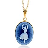 14K Yellow Gold Ballerina Cameo Pendant w/Chain 18