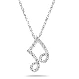 10k White Gold Musical Notes Pendant (1/10 cttw, I-J Color, I2-I3 Clarity), 18: