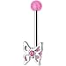 Pink Gem Butterfly Eyebrow Ring with Acrylic Ball