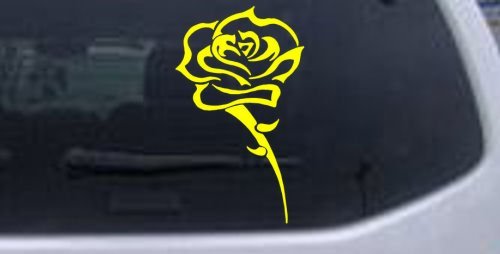 Single Open Rose Car Window Wall Laptop Decal Sticker -- Yellow 40in X 23.5in On Sale