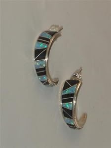 Navajo Indian Jewelry Opal Hoop Earrings - ER-0044