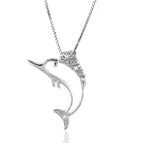 Sterling Silver Diamond Accent Dolphin Pendant with 18 Chain