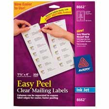 Address Label, Inkjet Printer, 2x4, Clear, 250 Pack AVE8663 by Avery