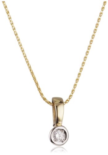 Bella Donna Damen-Halskette mit Anh&auml;nger 585 Gelbgold teilrhodiniert 43 cm 1 Brillant 0.05 Preisvergleich