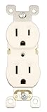 Leviton 5320-SW 15 Amp, 125 Volt, Duplex Receptacle, Residential Grade, Self-Grounding, White by Lev
