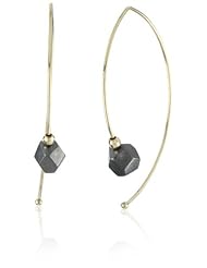 Mizuki 14k Gold Marquis Hoop with Small Silver Faceted Tip Earrings