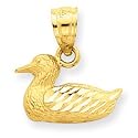 14K Diamond-cut Duck Pendant