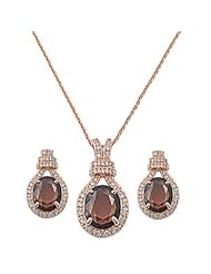 Sterling Silver Rose Gold Plated Earrings and Necklace Jewelry Set