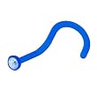 18 Gauge Blue BIOPLAST Gem Nose Ring