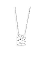 CleverEve Designer Series Sterling Silver Pendant Necklace w/ 11.5mm x 16mm Cut Out Pet Paw Print Pendant & 1.5mm CZ