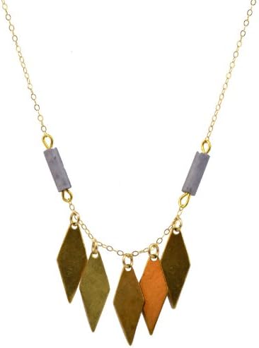 Crafts and Love "Fringe" 24k Gold Plated Diamond Fringe Necklace with Beads on 14k Gold-Filled Chain