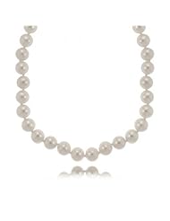White Pearl Necklace W/ 14k Yellow Gold Clasp - 7mm