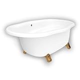 American Bath Factory B4-72-WW-RH-NH-M2-45-PB Caspian Whirlpool Clawfoot Bathtub in White, Armada Fe
