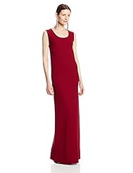 Scoop Neck Crepe/Wool Maxi Dress 