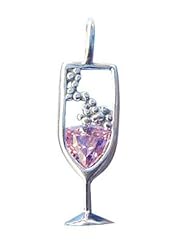 Sterling Silver Light Purple Cubic Zirconia Bubbly Champage Charm