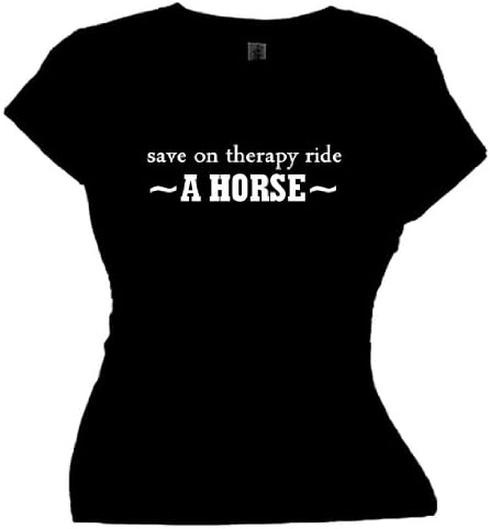 FDT Womens Pets SS T-Shirt-Save on Therapy Ride A HORSE-Black XL