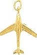 14K Yellow Gold 3D Jet Airplane Charm