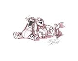 Tigger, Pooh, and Piglet Share a Giggle Art Poster Print, 14x11