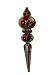 Barcana Large 10-Inch Shatterproof Traditional Red, Gold and Green Finial, Christmas Ornaments, Set of 2