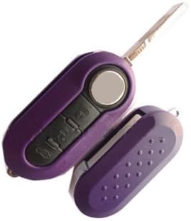 Fiat 500 Remote Flip Key Case 3 Buttons Shell Blank Replacement Fob Uncut New Blade PURPLE Color (No Electronics - Empty Case Only)