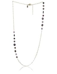 Lionette NY "Debut" Gold Plated Long Pearl and Fluorite Necklace