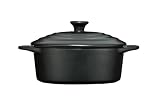 Premier Housewares OvenLove Stoneware Casserole Dish with Lid, 25.5 x 20.5 x 12 cm, Matt Black