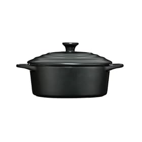 Premier Housewares OvenLove Stoneware Casserole Dish with Lid, 25.5 x 20.5 x 12 cm, Matt Black