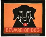 Beware Of Dog - Black Labrador - Hand Hooked Rug