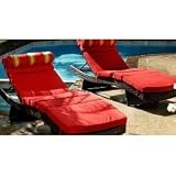 Cantina Collection Wave Lounger Cushions - Set of 2 (Crimson) (4H x 26W x 80L)