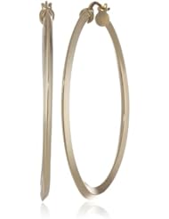 Goldtone Finish Silver Knife Edge Hoop Earrings