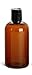 Alpha Amber Plastic Boston Bottle with Black Disc Lid, 6 Ounce (Pack of 6)