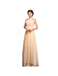 Lace-Up Halter Floor Length Chiffon Evening Dress/Bridesmaid Dress/Wedding Party Dress 