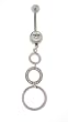 Stainless Steel Dangle Belly Ring with Clear CZ