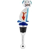 Glass Wine Bottle Stopper Cat with Fish Design
