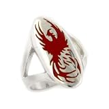 Mythical Red Firebird Phoenix Rising from the Ashes Sterling Silver Ring (Size 4,5,6,7,8,9,10,11,12,13,14,15)