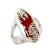 Mythical Red Firebird Phoenix Rising from the Ashes Sterling Silver Ring (Size 4,5,6,7,8,9,10,11,12,13,14,15)