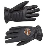 Harley Davidson Men's Stock Full-Finger Leather Gloves. Genuine goatskin. Harley patch. 98201-07VM