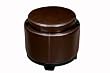 Round Leather Tray-top Storage Ottoman in Dark Brown