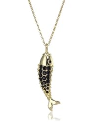 Yochi Open Mouthed Jet Black Koi Fish Necklace