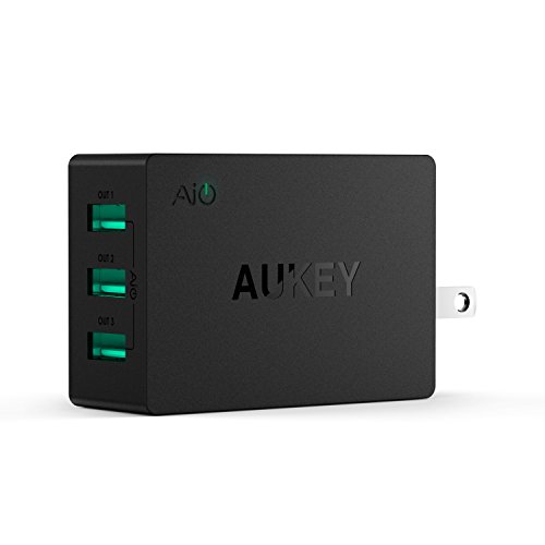 AUKEY USB Wall Charger with 3-Port & Foldable Plug for iPhone 7/7 Plus, iPad Pro/Air 2 and More