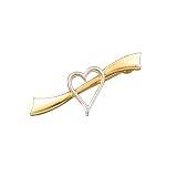 14K Two Tone Gold Bowed Heart Brooch