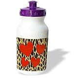 Florene Décor II - Cheetah Print With 4 Red Hearts - Water Bottles