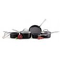 Meyer Silverstone 5 piece nonstick pan set + glass lids