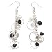 White Glass Pearl and Black Bead French Wire Earrings