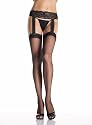 Sheer Lace Top Stockings With Attached Lace Garter Belt