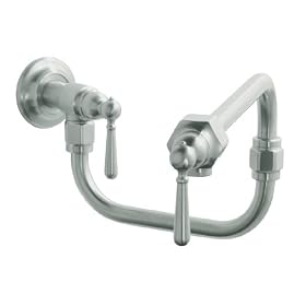 KOHLER K-7322-4-BS HiRise Wall-Mount Kitchen Pot Filler, Brushed Stainless